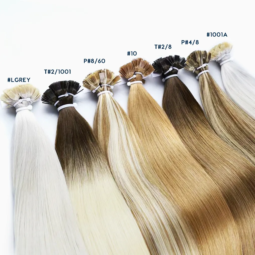 Dubbel Getrokken Keratine Maagdelijke Platte Punt Haarverlenging 100% Russische Menselijke Remy Hair Extensions & Pruiken