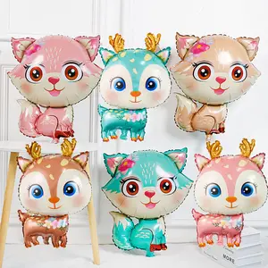 New Senty Fawn Deer Foil Balloons Pink Blue Fox Jungle Animal Balloons Christmas Party Elk Kids Decoration Toys