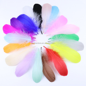 Plumes d'oie de taille moyenne, 100 pièces/sac, couleurs mélangées, 6-12 cm, teintes, marque SHC, qualité supérieure sélectionnée, pour enfants, école, bricolage, chapellerie, corsage - Product Image 1