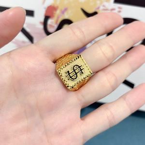 Jxx Venta al por Mayor Anillo Cuadrado Geométrico Retro Chapado en Oro de 24K, Accesorio de Moda Clásico para Hombre y Mujer, Principalmente de Latón - Product Image 3