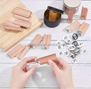 Mèches de bougies en <span class=keywords><strong>bois</strong></span> craquelant en forme de S avec support en métal, 80x40mm, mèches en <span class=keywords><strong>bois</strong></span> naturel sans fumée pour la fabrication de bougies parfumées DIY - Product Image 4