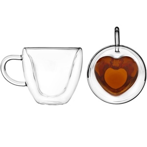 Canecas de Café e Espresso em Vidro Transparente em Forma de Coração, Clássicas e Únicas, 6oz/8oz (180ml/240ml) para Formatura - Product Image 1