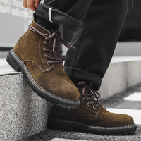 Nouvelle collection printemps : Bottes mi-mollet tendance et polyvalentes pour pieds larges, respirantes, à lacets avant, style moto classique pour le travail.