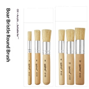 แปรงทาสีขนหมูหัวกลมแบบข้ามพรมแดน ด้ามไม้ลายฉลุ รุ่น <span class=keywords><strong>HB101</strong></span> อุปกรณ์ศิลปะจากจีน - Product Image 1
