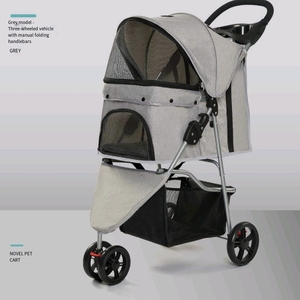 Portable Outdoor Foldable Dog <b>Stroller</b> Cart Luxury Elegant Cloth Pet Trolley Cup Holder Wheels Small Size Featuring Animal - Product Image 3