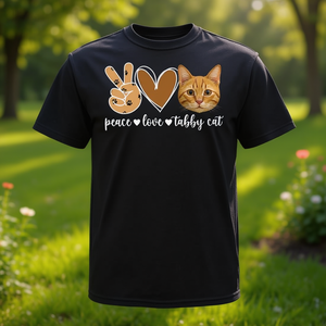 Camiseta Peace Love Orange Tabby Cat para amantes de los gatos - Product Image 3