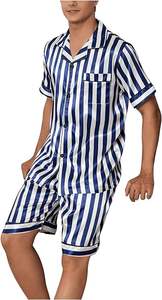 Completo <span class=keywords><strong>pigiama</strong></span> da <span class=keywords><strong>uomo</strong></span> con stampa a righe a maniche corte e pantaloncini da <span class=keywords><strong>pigiama</strong></span> - Product Image 6