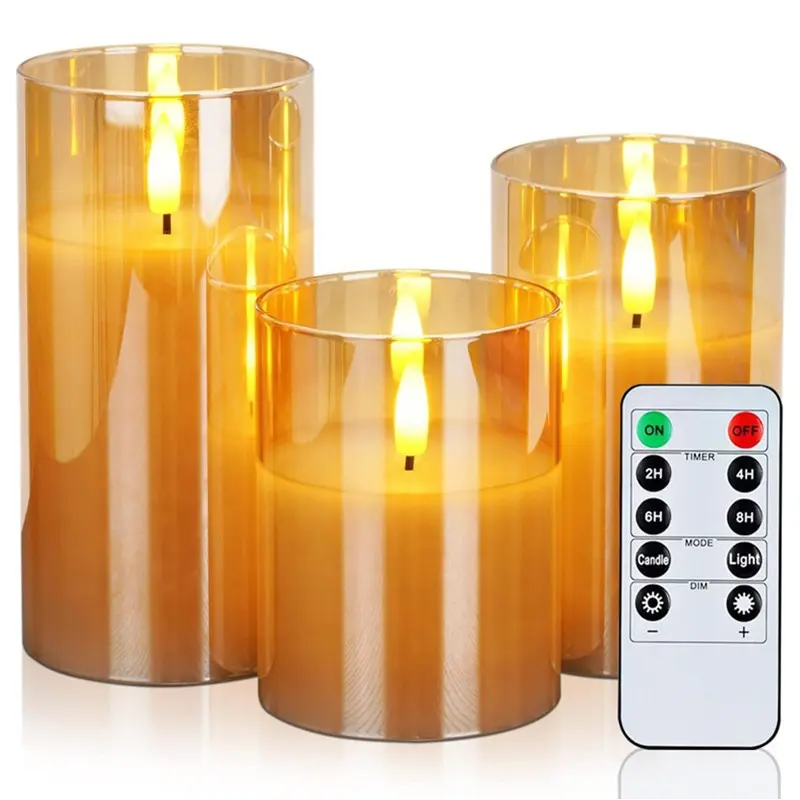 Battery Operated Remote Candle Light Led Flameless Pillar Candles