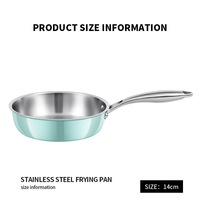 Poêle à frire durable en acier inoxydable 304, antiadhésive, sans revêtement, compatible induction, capacité 3-4L, usage domestique