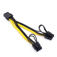 كابل PCI Express PCIe نحاسي نقي 18AWG، موصل أنثى 6 سنون إلى موصل ذكر مزدوج 8 سنون (6+2) لبطاقات الرسومات GPU