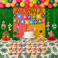 12 pièces de décorations de fête Luau, centres de table en nid d'abeille hawaïens, décorations de table tropicales pour les fournitures de fête estivale à la plage ou à la piscine