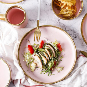 Or à la main En Céramique <span class=keywords><strong>Pastel</strong></span> <span class=keywords><strong>Assiette</strong></span> avec Jante En Or - Product Image 2