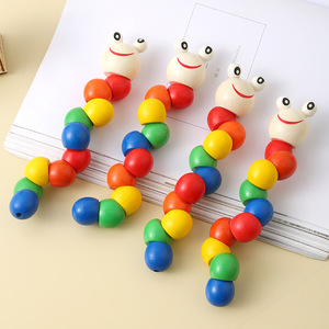 Wooden Twisting Bug Rainbow 10 Segment Educational Toy For Children 2 4 Years Unisex <b>Building</b> <b>Blocks</b> Set - Product Image 4