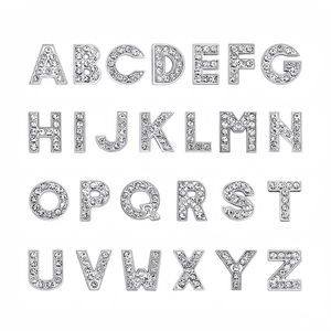 Accessori Fai-da-Te in Lega di Zinco Argento con Strass, Lettere Scorrevoli A-Z da 10mm per Collari di <span class=keywords><strong>Cani</strong></span>, Collane e Braccialetti Moderni - Product Image 1