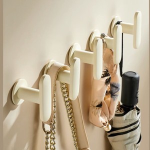 <b>Wall</b> <b>Hooks</b> Milky White Aluminum Alloy Modern Simple Design No Drilling Required Entryway Storage Rack - Product Image 4