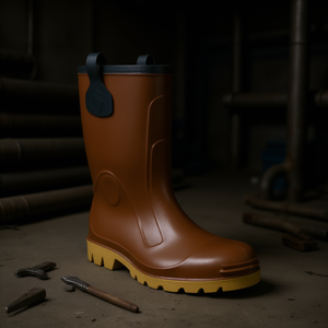 Botte de sécurité en PVC marron avec semelle en caoutchouc pour la protection au travail - Product Image 3