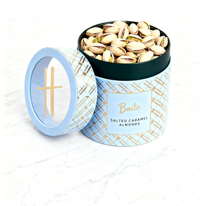 Tube en papier kraft de qualité alimentaire personnalisé avec fenêtre transparente et couvercle hermétique |   Emballage cylindrique écologique pour noix et chocolat - Product Image 2