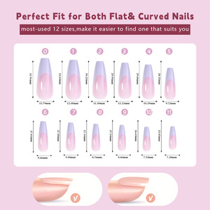 Lot de 288 faux ongles en acrylique style français, couvrants, à presser, colorés et sans couture, avec colle amovible pour doigts - Product Image 5