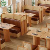 Meubles de restaurant de luxe sur mesure, canapé en rotin courbé, banquette en bois, banquette en cuir et tissu pour café, hôtel