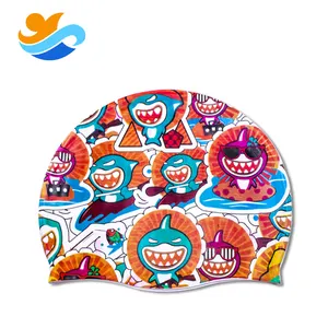 Thermal Print Durable Swimming Hat Waterproof Silicone Swim Cap