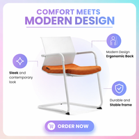 Chaise ergonomique à dossier en plastique, assise rembourrée en tissu, base en métal, accoudoirs fixes, empilable, pour écoles et entreprises