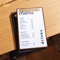 Menu de restaurant en cuir épais brun foncé pour hôtel, bar à café, couverture de menu en cuir A4 avec bande élastique