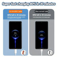 Cable de Carga Rápida 3 en 1, Cable USB Trenzado de Nailon de 66 W para iPhone, iPad y Teléfonos Android