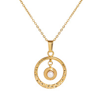 Collier minimaliste en acier inoxydable plaqué or 18 carats avec pendentif rond creux et breloque perle, chaîne à maillons, bijoux pour femmes