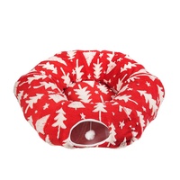 Tunnel pour chat avec jupe de sapin de Noël, tunnel pour chat d'intérieur, tunnel pour chat avec jupe de sapin, lit-caverne doux pour chat