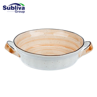 Plat rond orange 28cm x 22cm avec motif d'anneaux d'arbre fanés Plats et assiettes de type plante à oreilles
