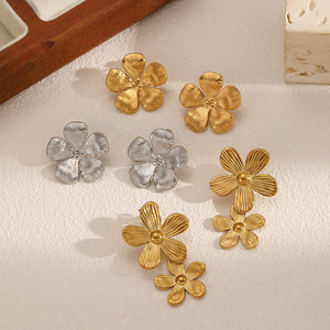 Flower <b>Stud</b> Earrings Zinc Alloy Gold <b>Silver</b> Color Geometric Design For Women Fashion Jewelry TE60097 G - Product Image 1