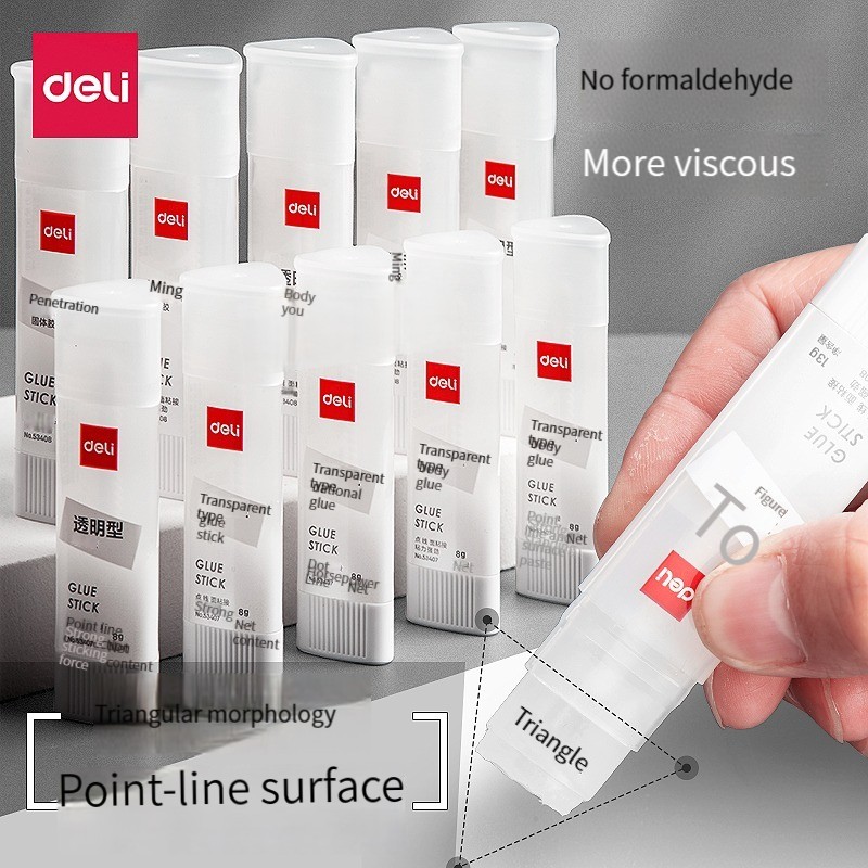 Deli 53407 клей карандаш твердый клей прозрачный треугольник большой офис финансы клей для детей детского сада рукоделие