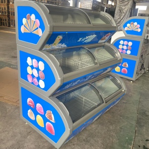 Congelador de Helados de 3 Niveles con Puerta de Vidrio, Exhibidor de Helados Italianos para Tiendas de Conveniencia y Supermercados - Product Image 1