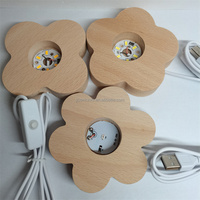 Lampe LED de chevet à base en bois en forme de pétale, 7 couleurs changeantes, 10 000 heures d'autonomie, design moderne, USB, pour chambre à coucher - Vente directe usine