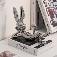 Figurine de lapin Oskar de dessin animé Art Déco pour la fête de Pâques, objet décoratif original pour armoire à vin, salon, entrée, meuble TV, décoration de la maison