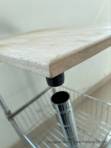 Chariot à roulettes à 3 niveaux avec tiroir coulissant en métal de précision détachable et planche à découper en bois massif légère - Product Image 2