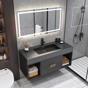 Mobile Bagno Sospeso Moderno di Lusso con Specchio <span class=keywords><strong>LED</strong></span> e Top Integrato - Product Image 3