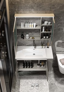 2024モダンスタイルバスルームメディシンキャビネットミラー付きステンレススチールLEDキャビネット防曇照明付き - Product Image 3