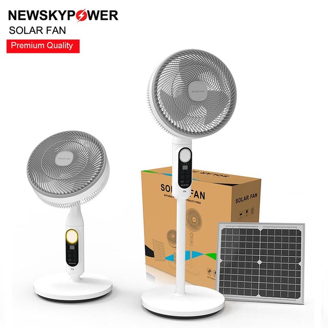 Wholesale Portable 360Degree Mobile Adjustable Solar Fan 5200mah Rechargeable Fan 12 Inch 14inch Camping Floor Fan