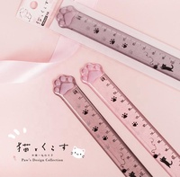 Règle droite pliable créative Kawaii 15 cm en plastique, forme patte de chat mignonne, papeterie pour écolières, fabriquée en Chine, modèle R0026