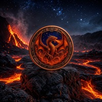 Dragon et Sorcier Magique Confronter le Château de Lave du Dragon, Pièce Souvenir Commémorative en Cuivre Fin .999 de 1 once, Artisanat Métallique