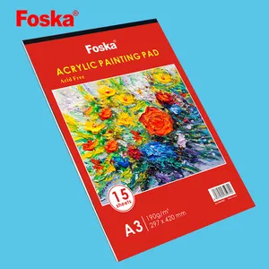 Foska A3A4トップ接着オープン紙素材アーティストスケッチブックアクリル絵の具パッド子供大人学校の学生のための