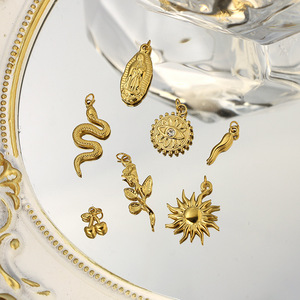 Sun And Moon Mixed Shape Pendant 18K Gold Plated Stainless Steel For Necklace Making Jewelry Findings Components - Product Image 1