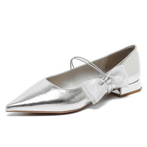 Zapatos de Novia de Alta Gama con Hebilla, Estilo Bailarina, para las Cuatro Estaciones, con Parte Superior de Cuero Genuino, Impermeables - Product Image 6