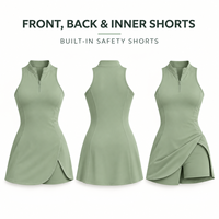 Robe de tennis personnalisée pour femmes, demi-zip, sans manches, avec short intégré pour les compétitions de tennis
