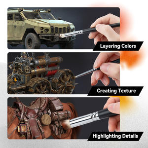 Panwenbo 3pcs शौक विवरण पेंट ब्रश के लिए प्रीमियम ड्राई ब्रश लघु वार्मर सिटेडेल मॉडल पेंट के लिए - Product Image 6