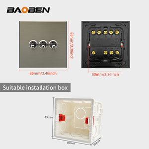BAOBEN Enchufe Redondo de Acero Inoxidable con Interruptor y Función de Tres Orificios, Apto para Hoteles y Hogares - Product Image 3