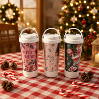 Mug de voyage anti-déversement en acier inoxydable à double paroi avec ventouse, personnalisable avec insert en papier, pour Noël, à faire soi-même