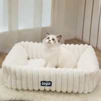 Lit orthopédique pour chien et chat, lavable, en velours côtelé, design luxueux, housse amovible, durable, forme rectangulaire, doux et apaisant pour une utilisation en intérieur