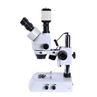 Microscopio Estéreo Trinocular SCIEDU 70X-450X WF10X ±5 Dioptrías Zoom 7-45X Luz LED Dual Cámara 1080P Microscopio para Reparación de PCB